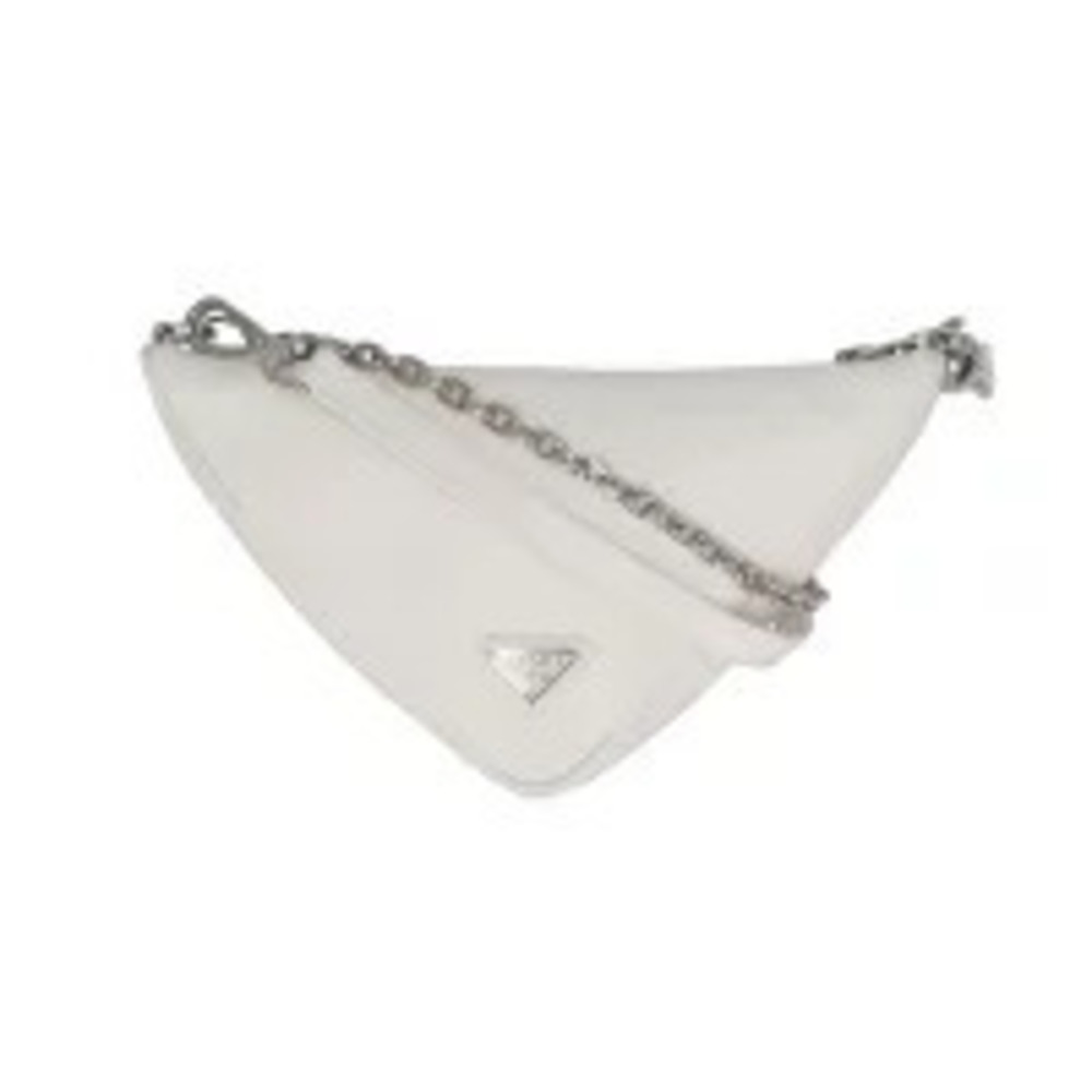 Prada Triangle Chain Shoulder Bag Silver